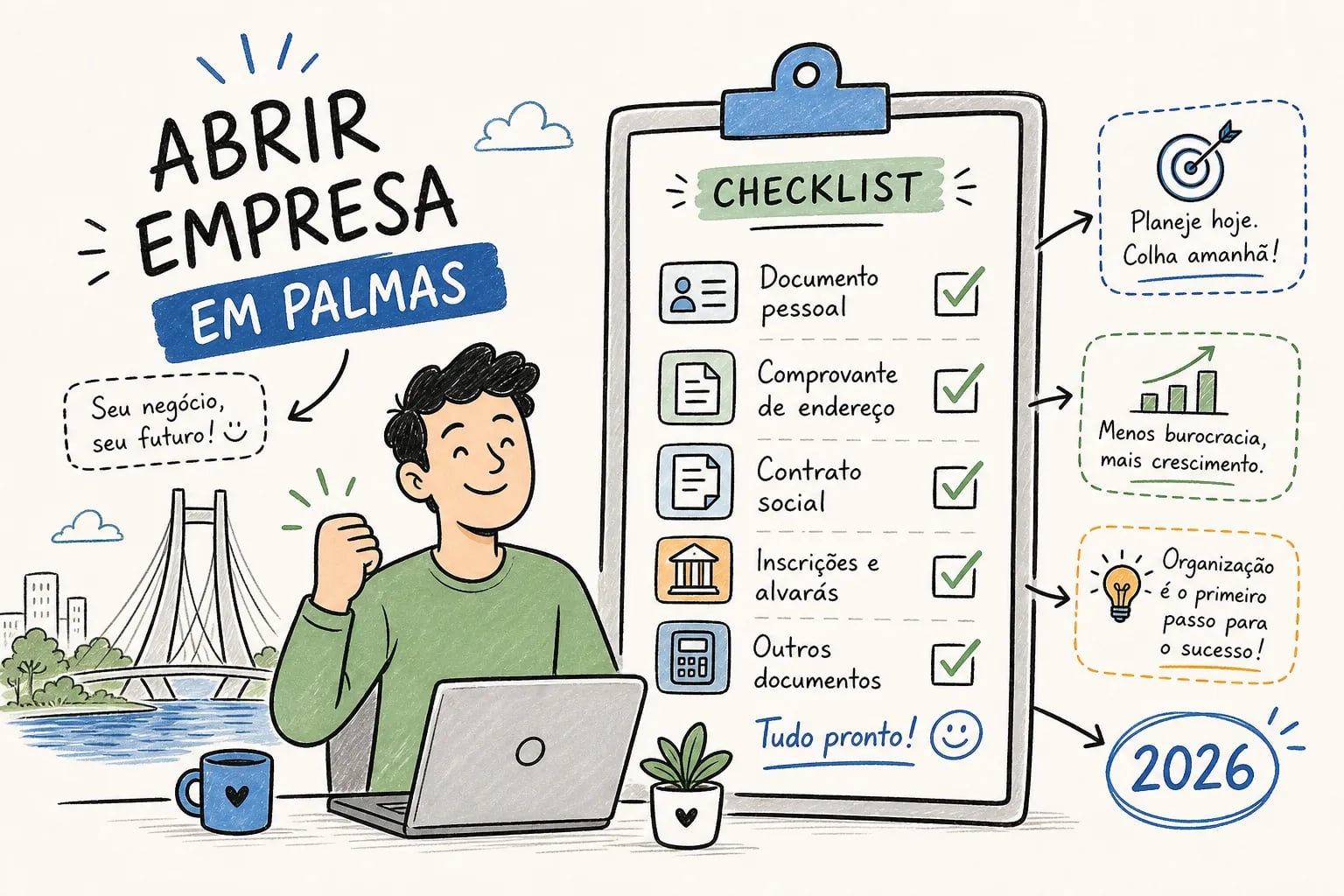 Documentos para abrir empresa em Palmas: checklist 2026
