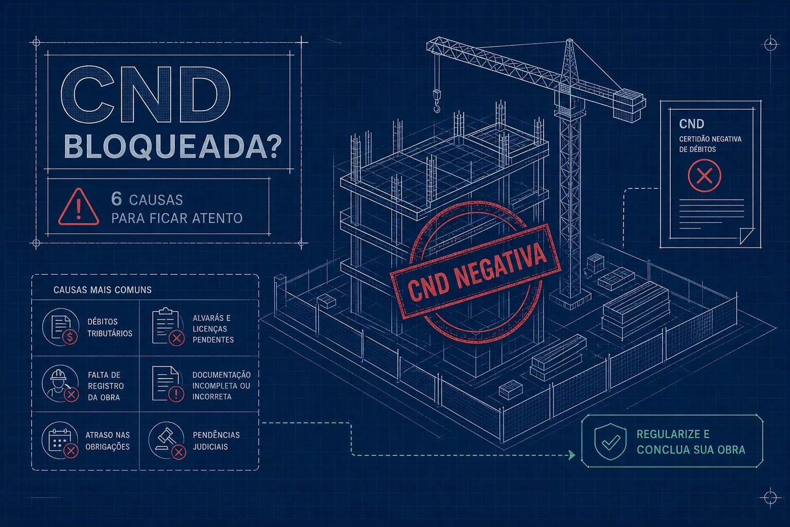 O que impede a CND de obra: 6 causas e como regularizar