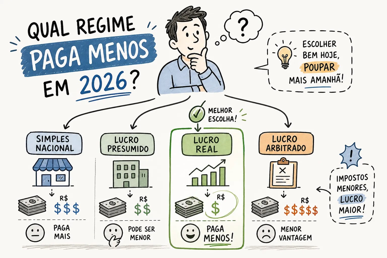 Qual regime tributário paga menos imposto em 2026?