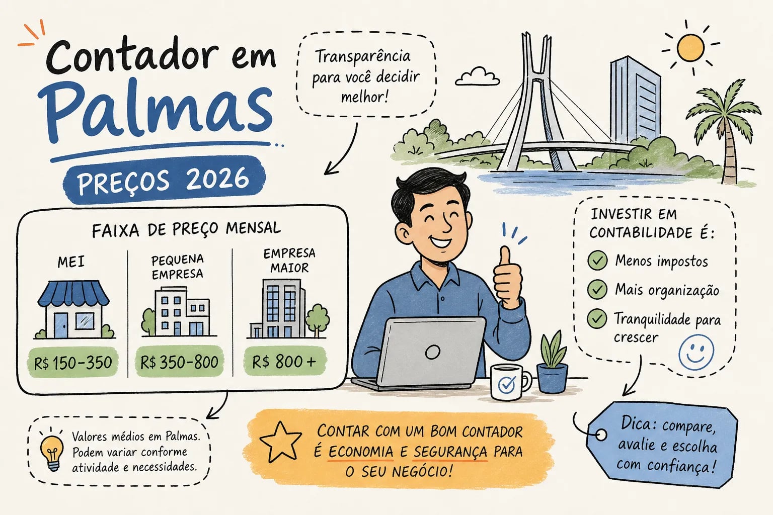 Quanto custa um contador em Palmas: guia de preços 2026